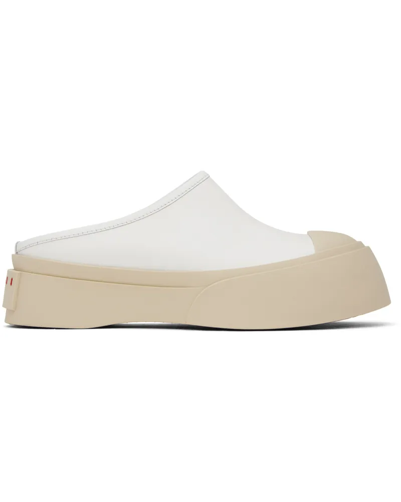 Marni White Leather Pablo Sabot Slippers 00w01