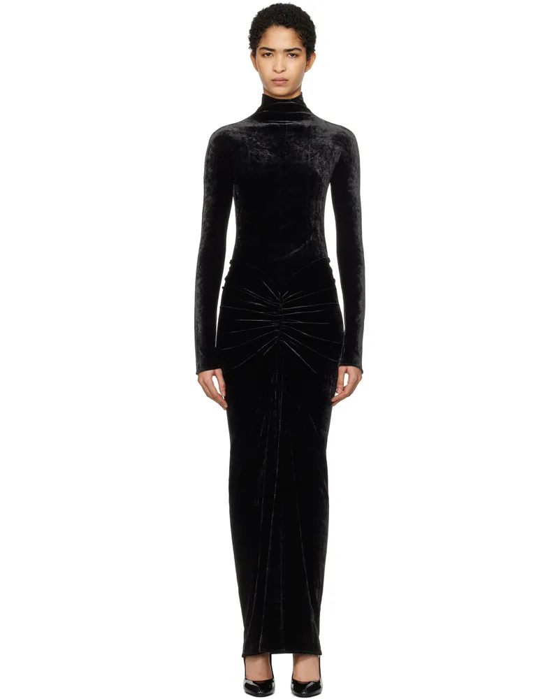Alaïa Black Draped Maxi Dress 995