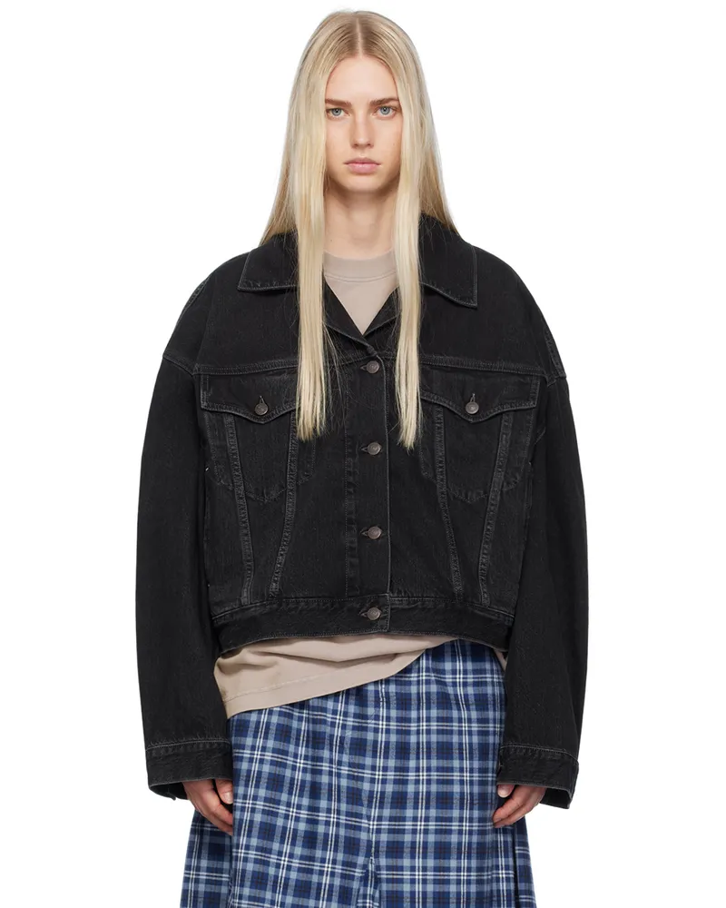 Acne Studios Black Cropped Denim Jacket 900