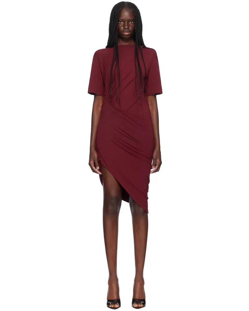 Thierry Mugler Red Draped Pierced Minidress 3054
