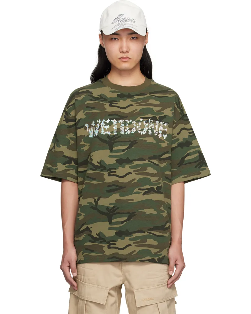 WE 11 DONE Khaki Sparkle Logo T-shirt Mix
