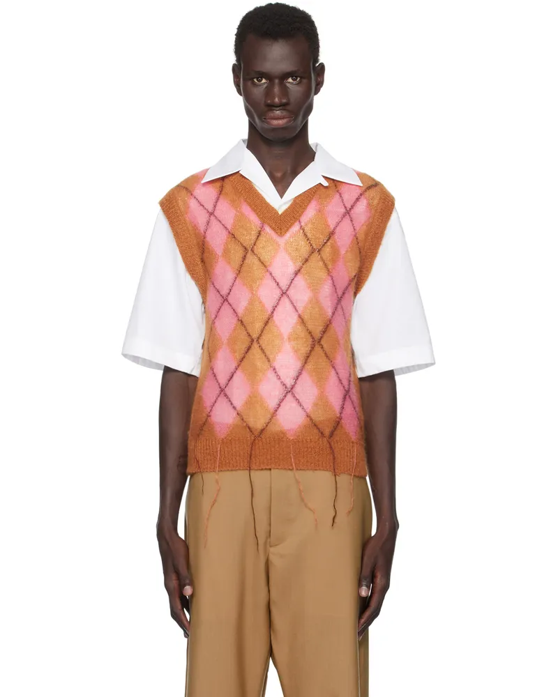 Marni Brown & Pink Argyle Vest Arccamelia