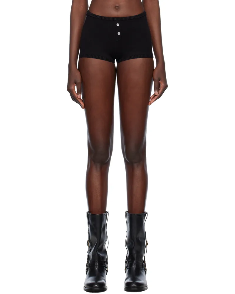 Frankies Bikinis Black Bella Hadid Edition Bradley Knit Booty Shorts Lone