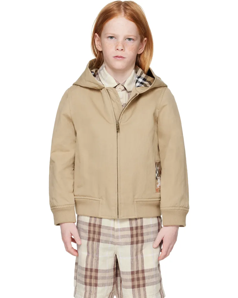 Burberry Kids Beige Check Label Jacket Sand