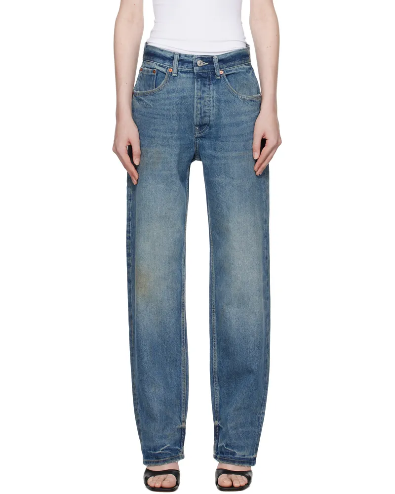Aya Muse Blue Baggy Jeans Beige