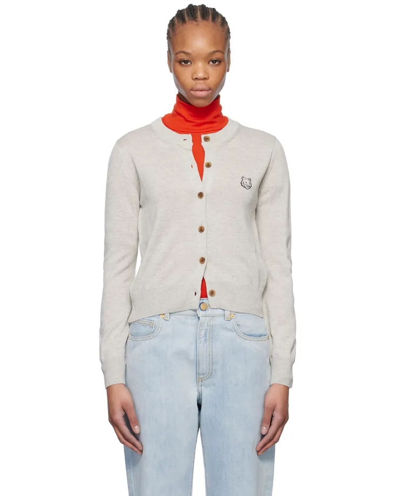 Kitsuné Gray Bold Fox Head Patch Regular Cardigan H120