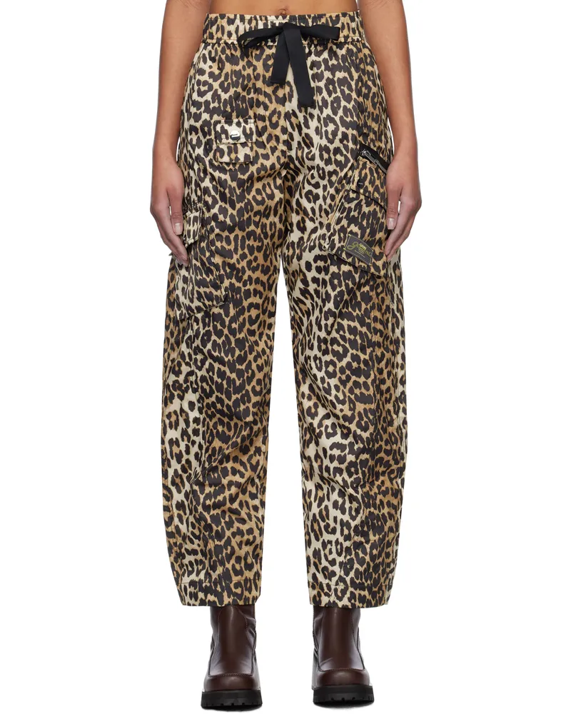 Ganni Black & Brown Duchesse Nylon Cargo Pants 943