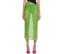 Green Printed Midi Skirt