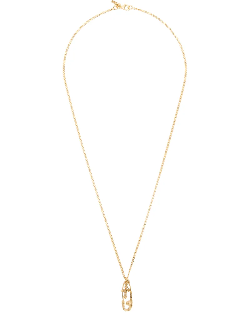 Emanuele Bicocchi Gold Safety Pin & Cross Necklace Snpc4
