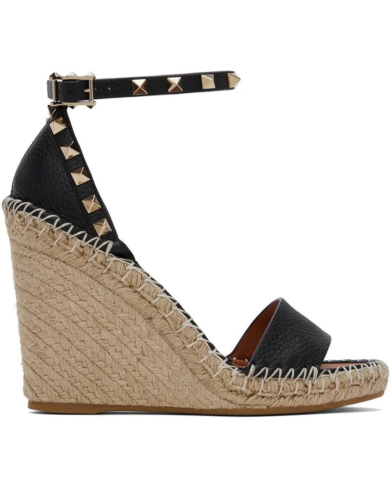 Valentino Garavani Black Double Rockstud Heeled Sandals N02