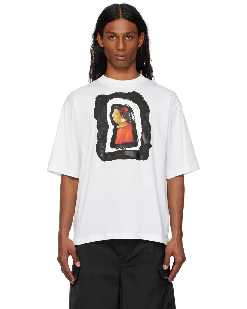 Marni White Dante Print Cotton T-shirt 00w01