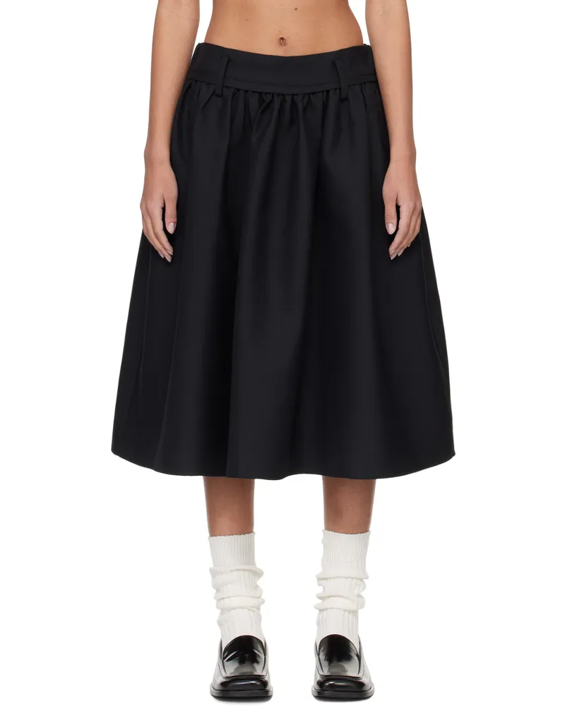 Fax Copy Express Black Belt Loop Midi Skirt Black