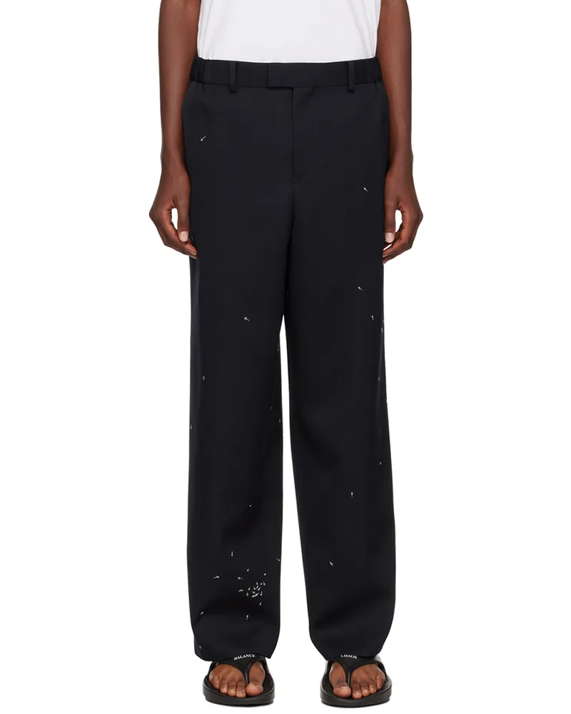 Undercover Navy Embroidered Trousers Dark