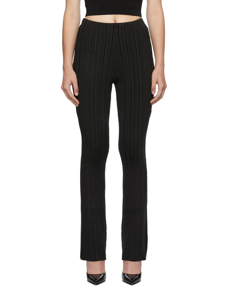 Hervé Léger Black Lurex Variegated Rib Trousers 010