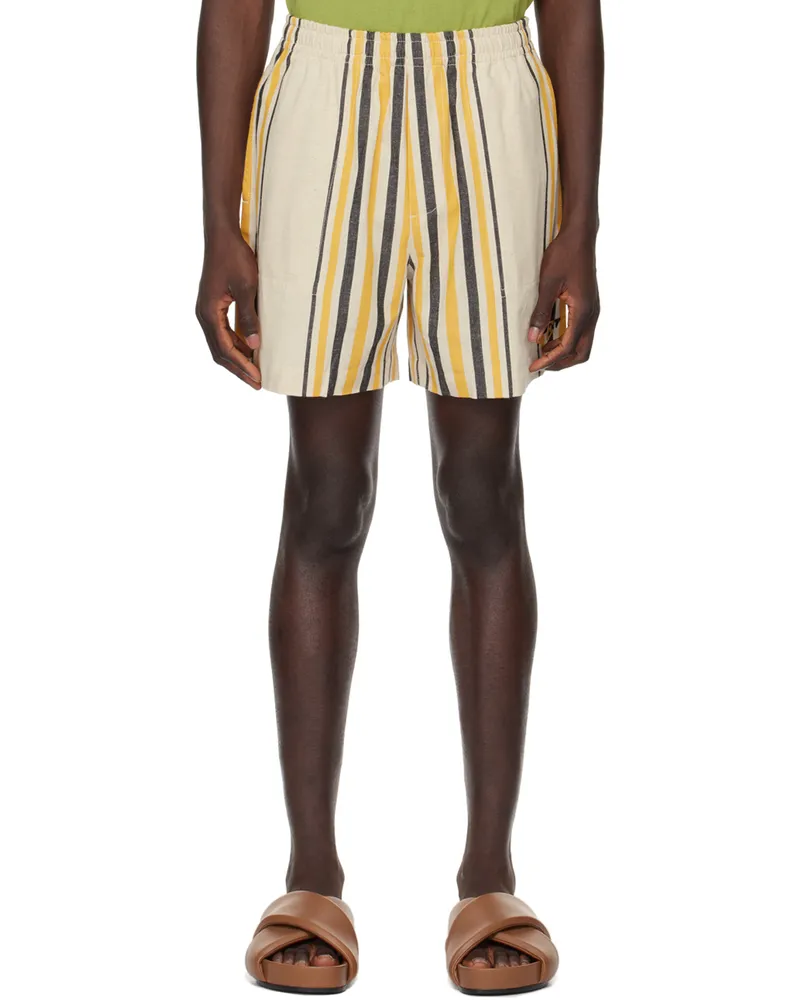 BODE Beige & Orange Namesake Stripe Shorts Ecmlt