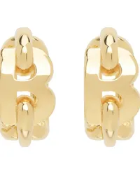 Balenciaga Gold B Chain Hoop Earrings Shiny