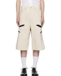 KUSIKOHC Off-White Origami Cut-Out Denim Shorts Cannoli