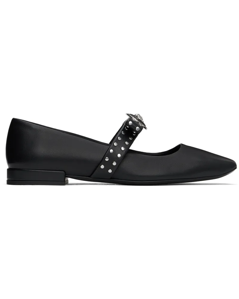 Versace Black Gianni Ribbon Studded Ballerina Flats 1b00p-black-palladiu