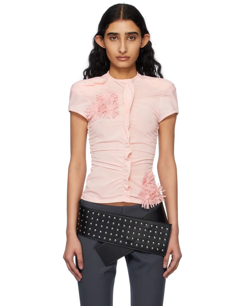 Fancì Club Pink Bindweeds Silk Top Pink