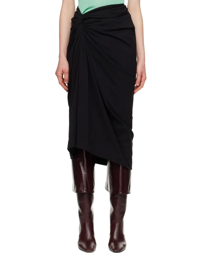 Dries van Noten Black Knotted Jersey Midi Skirt 900