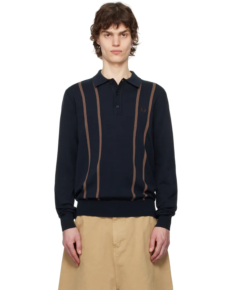 Fred Perry Navy Knitted Polo 608