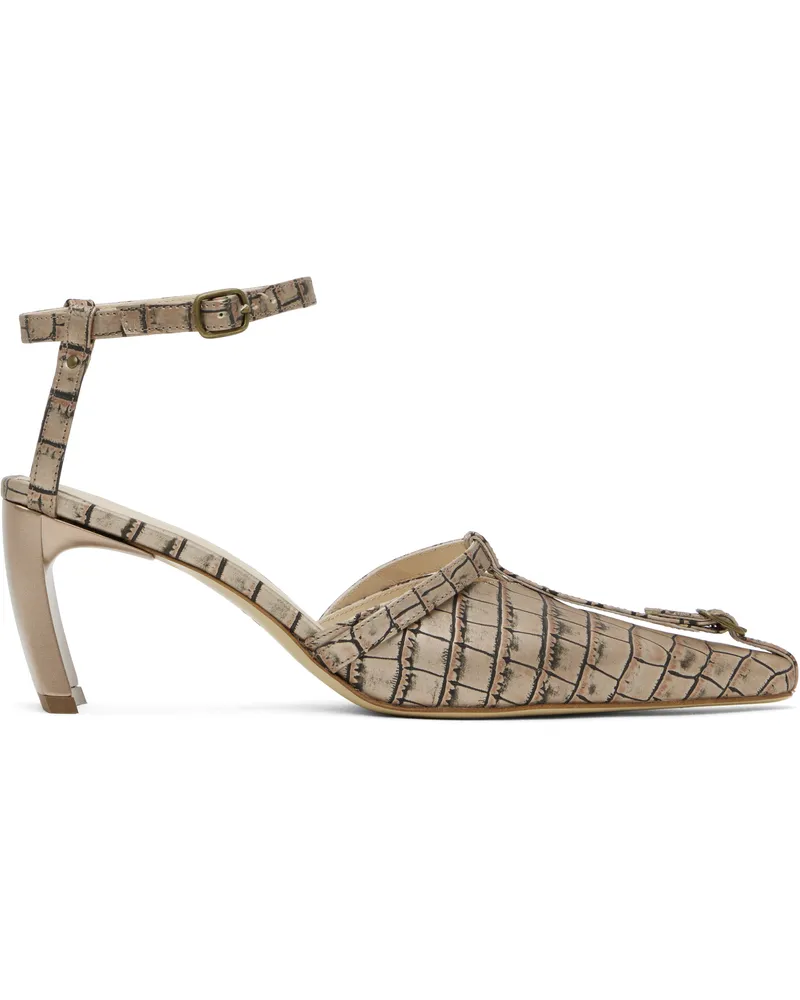 Charlotte Knowles Beige Serpent Mules Beige