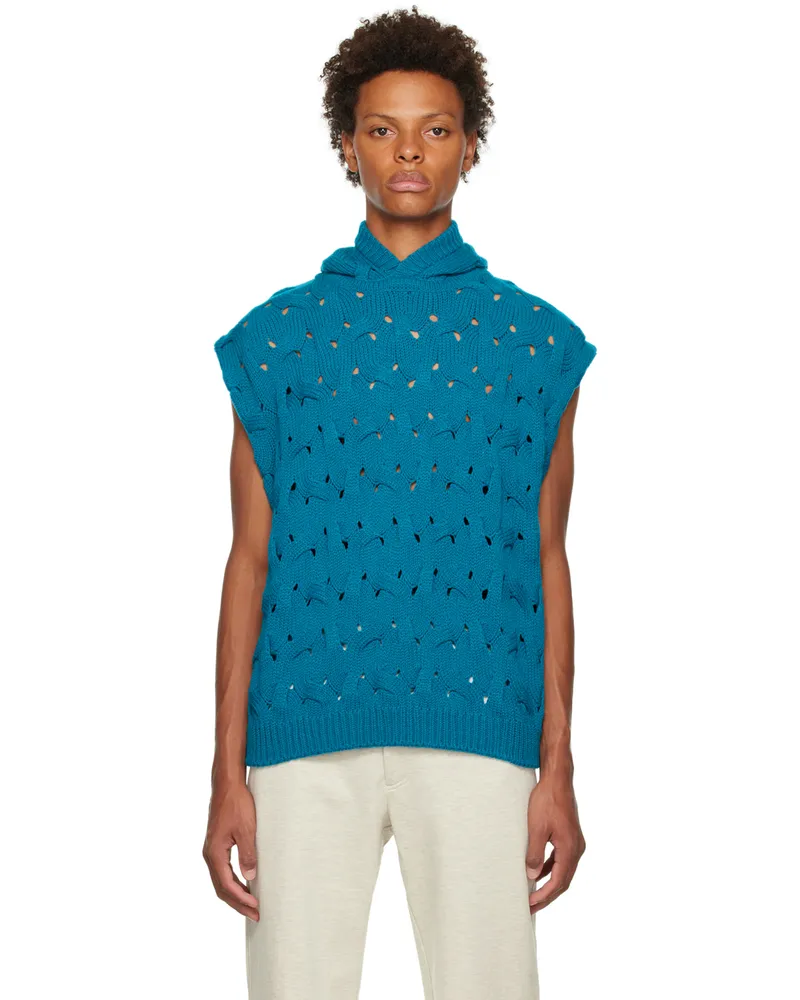 SOLID HOMME Blue Twisted Vest 648l