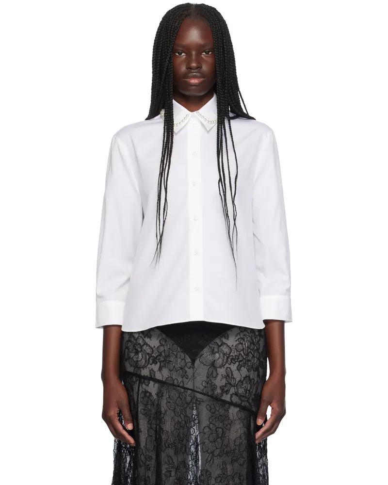 Simone Rocha White Cropped Masculine Shirt White