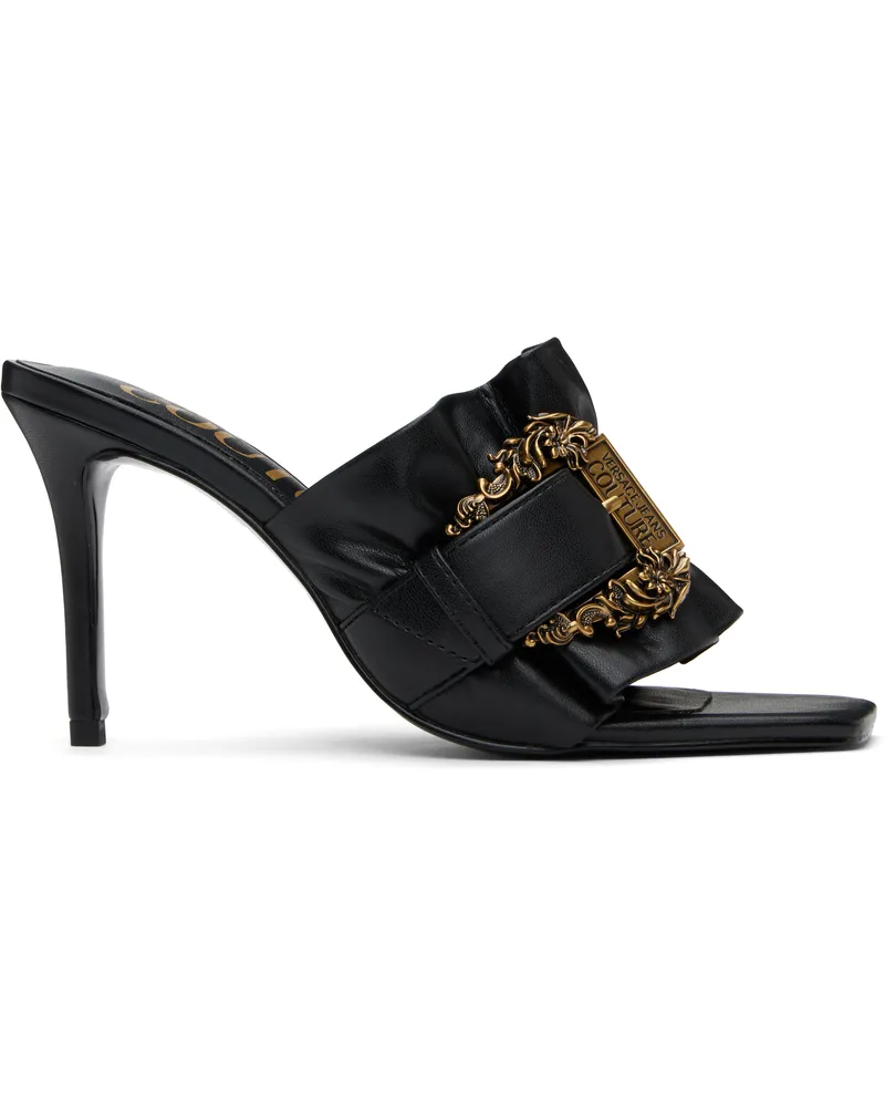 Versace Jeans Black Baroque Buckle Emily Mules E899