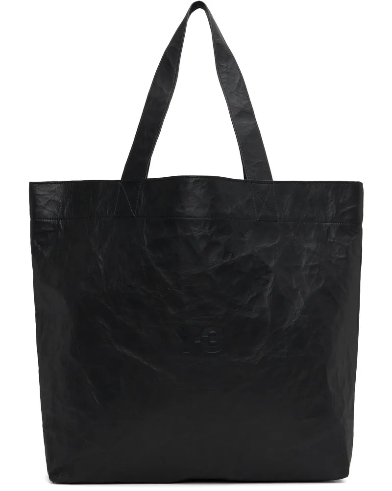 Y-3 Black 'Y-3' Leather Tote Black