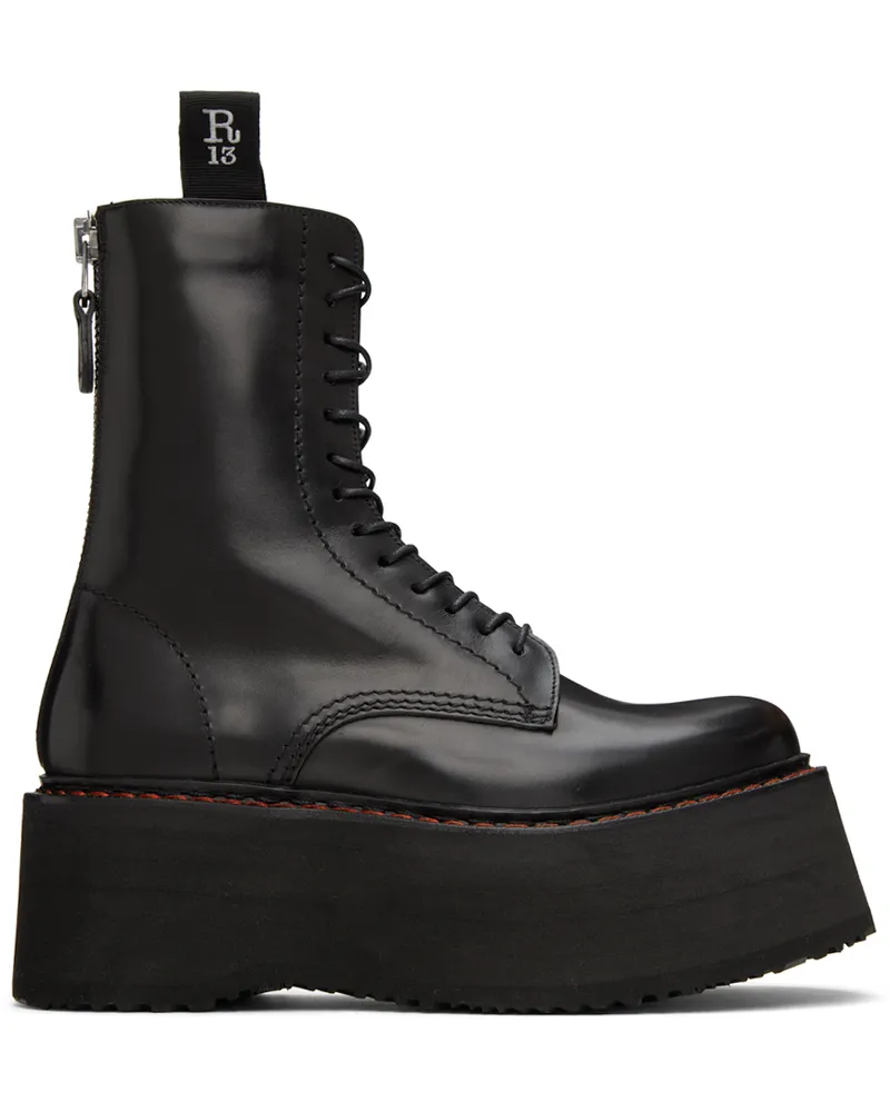 R13 Black Double Stack Boots Black
