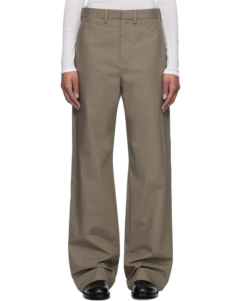 Rier Taupe Poplin Waxed Trousers Argile