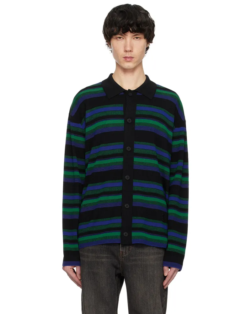 Wooyoungmi Navy & Green Stripe Cardigan Fresh