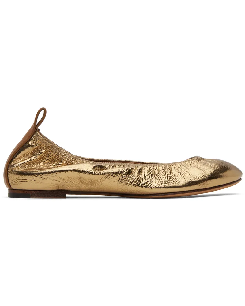 Lanvin Gold Leather Ballerina Flats M1