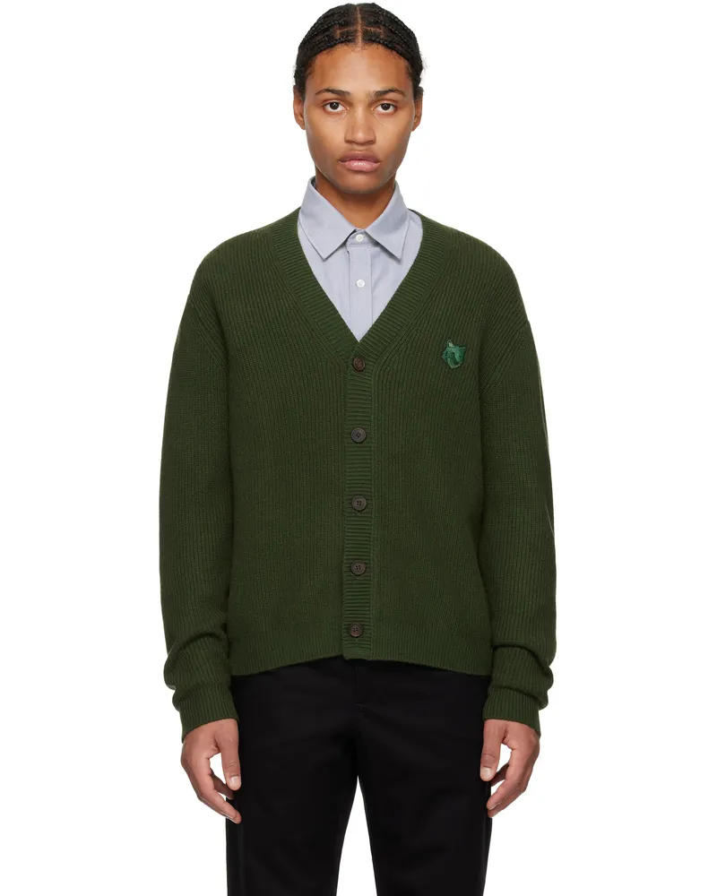 Kitsuné Green Bold Fox Head Patch Comfort Ribbed Cardigan P391