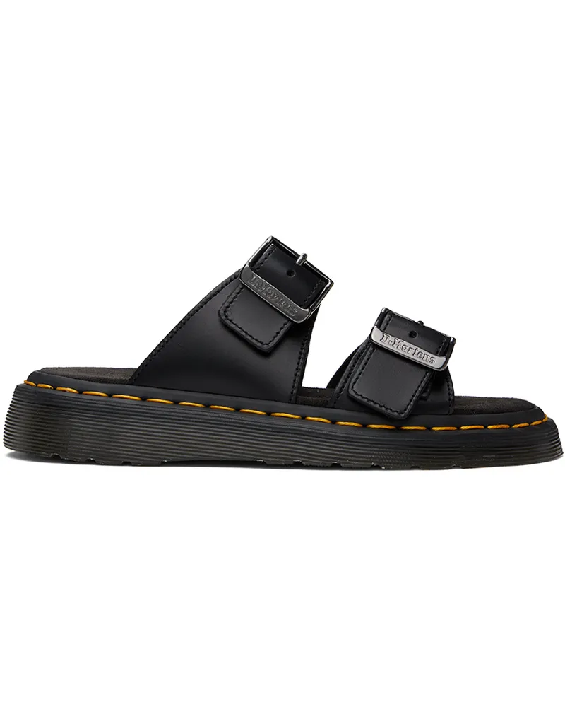 Dr.Martens Black Josef Leather Buckle Slide Sandals Black