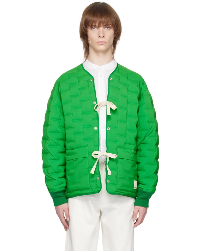 Emporio Armani Green Quilted Down Jacket Verde