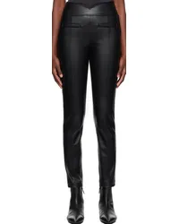 Issey Miyake Black Straight Seams Faux-Leather Trousers 15-black