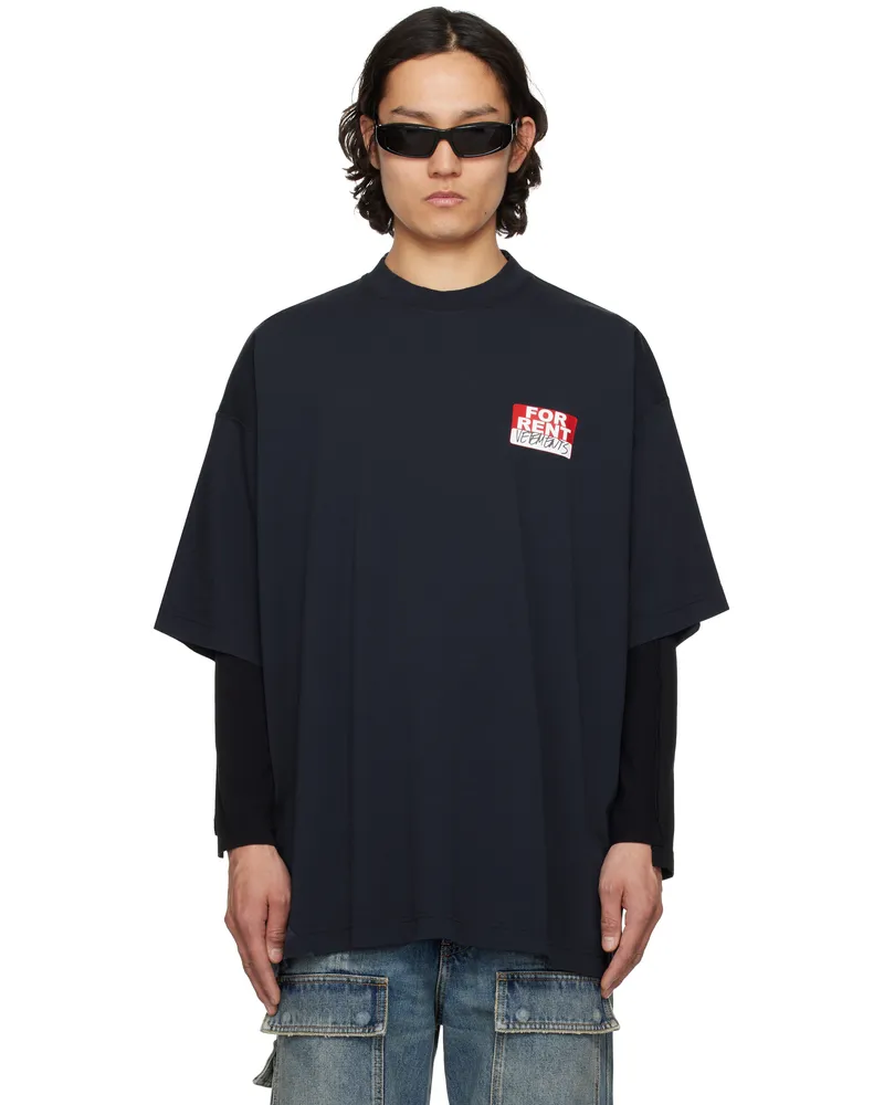 VETEMENTS Navy 'For Rent' Oversized T-shirt Navy