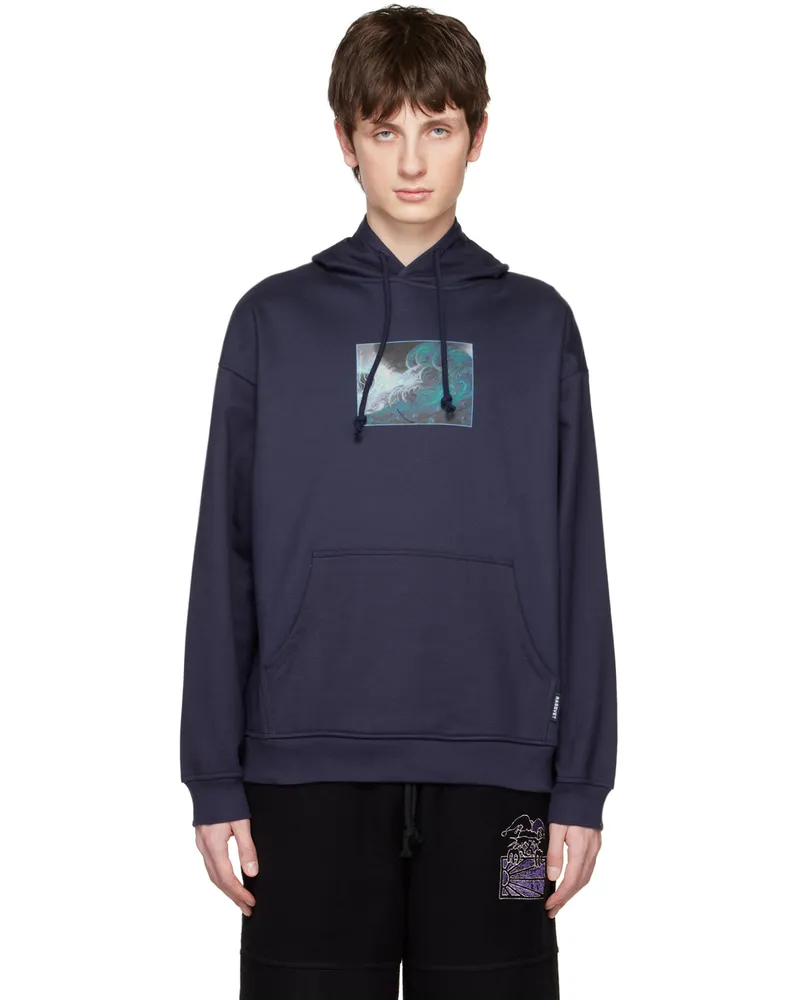 PACCBET RASSVET Navy Printed Hoodie Navy