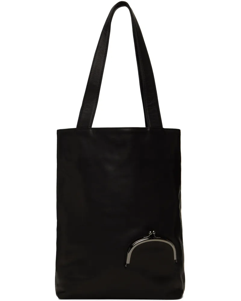 Yohji Yamamoto Black Soft Leather Clasp Tote 1
