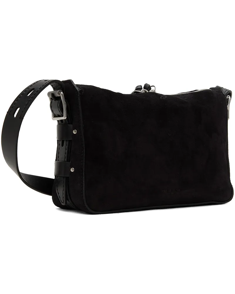 Black suede messenger bag sale