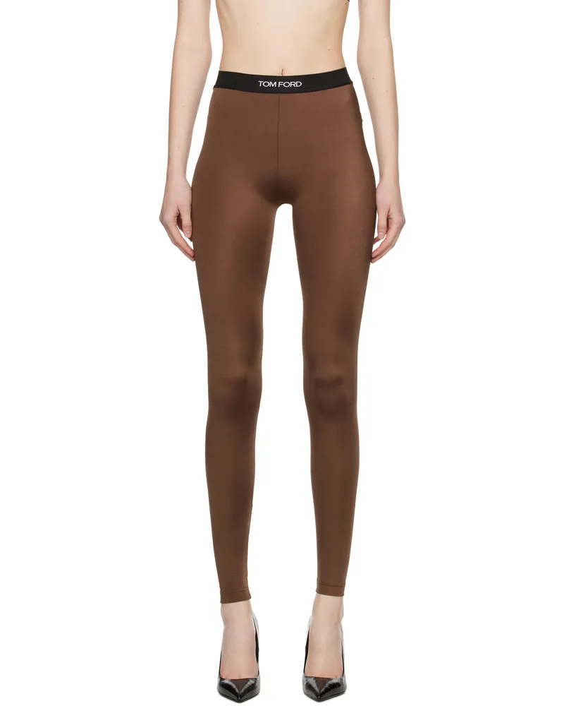 Tom Ford Brown Lustrous Leggings Kb602