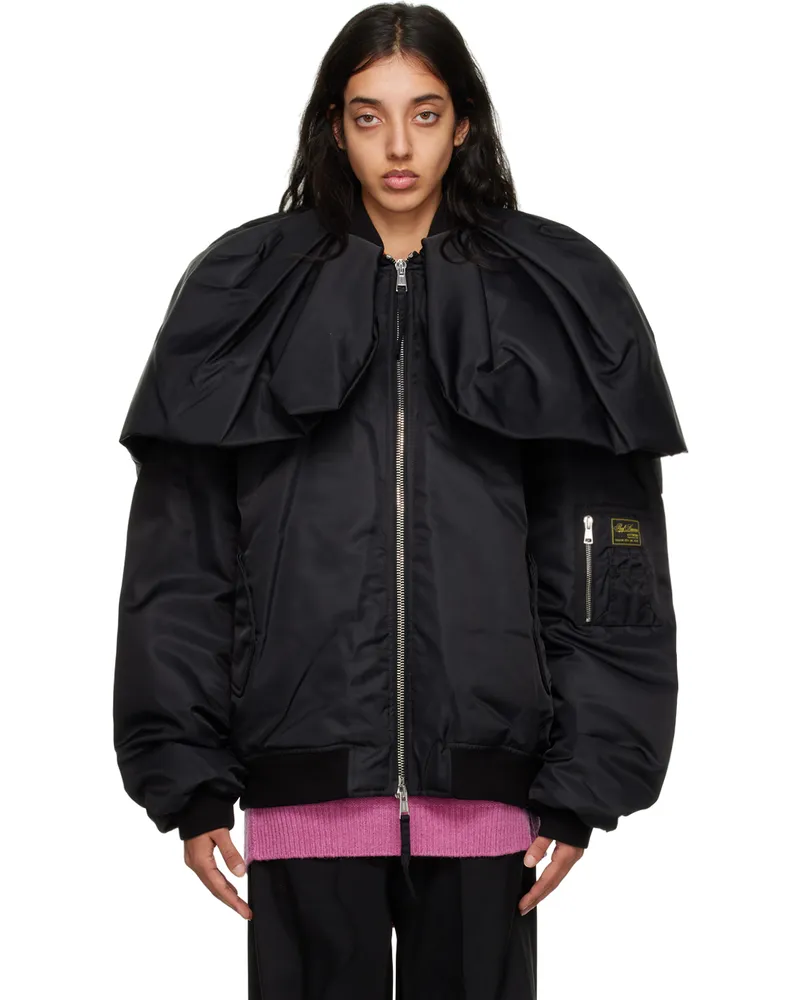 Raf Simons Black Couture Drape Bomber Jacket 0099