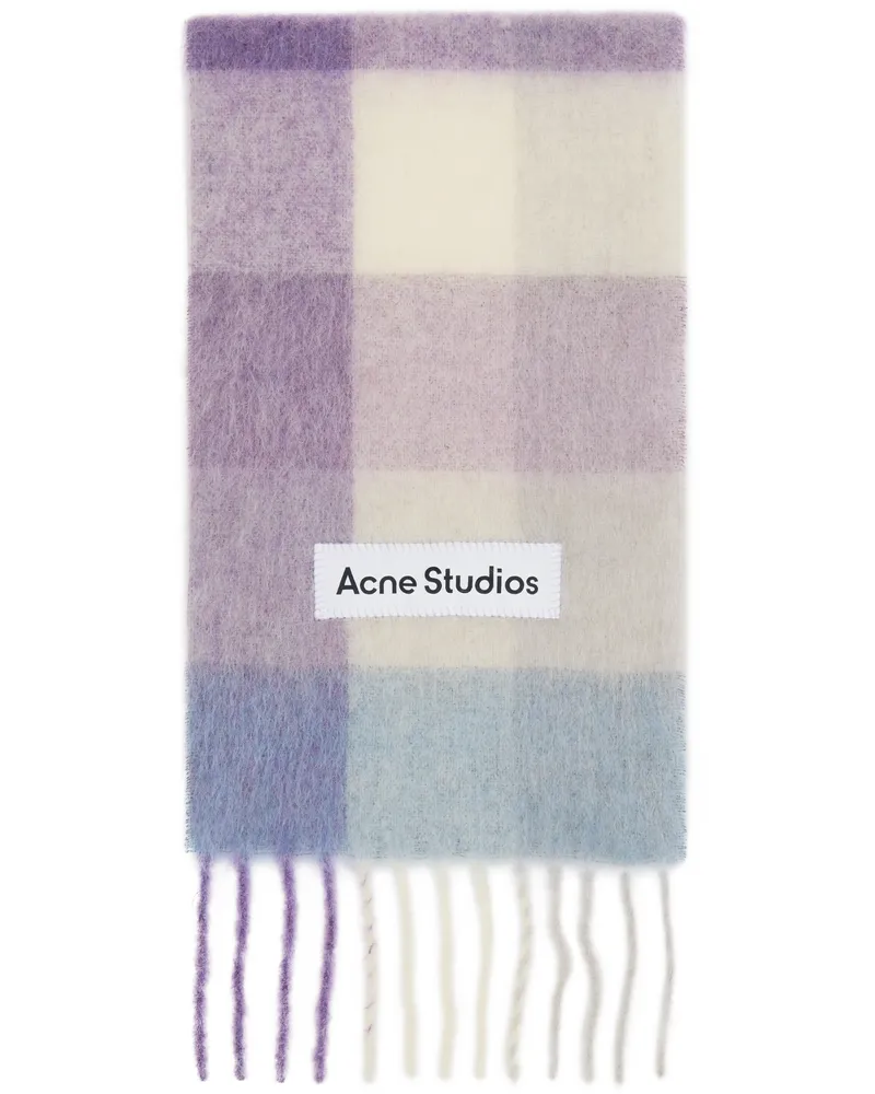 Acne Studios Purple & White Mohair Checked Scarf Aff