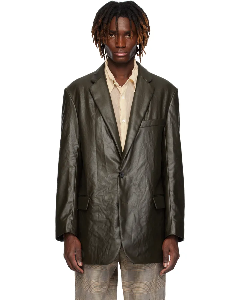 Dries van Noten Brown Coated Blazer 606