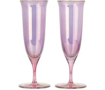 Purple & Pink Shade Glass Flute Set