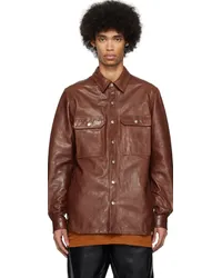 Rick Owens Brown Lido Leather Jacket Henna