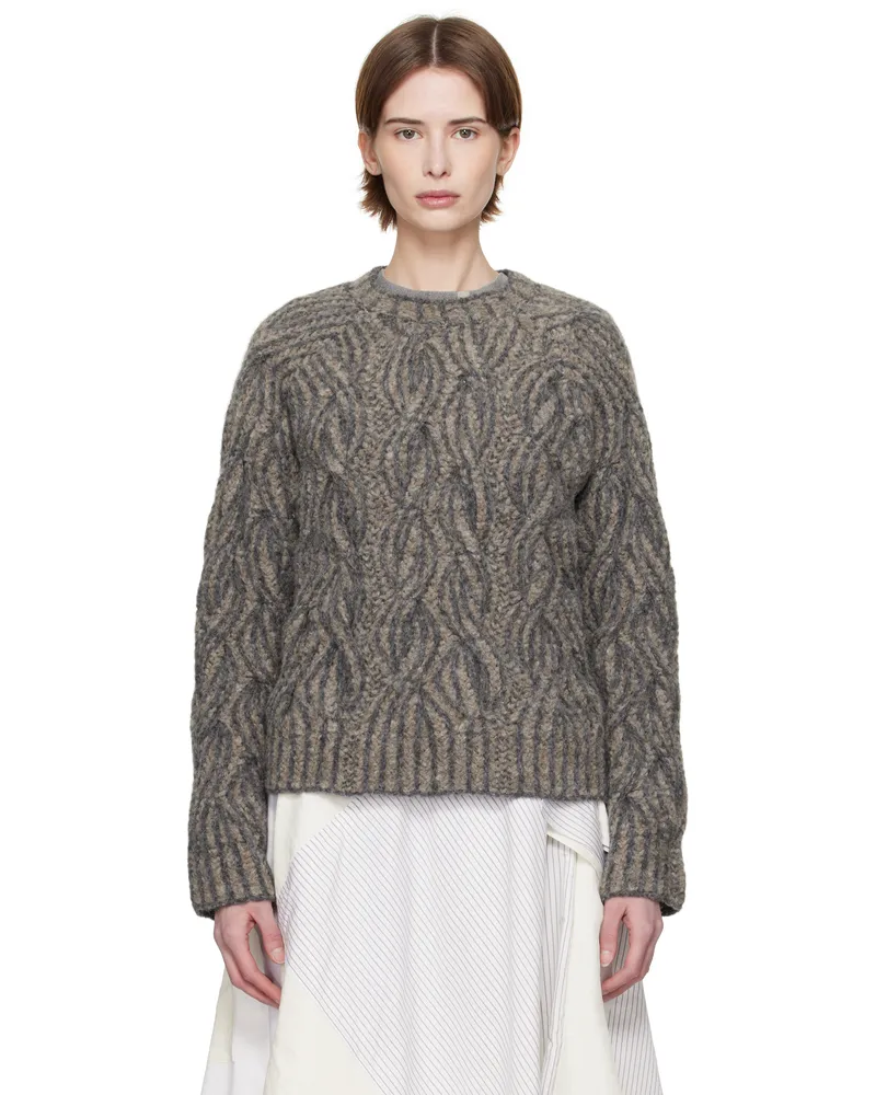 Eckhaus Latta Taupe Plait Sweater Stone