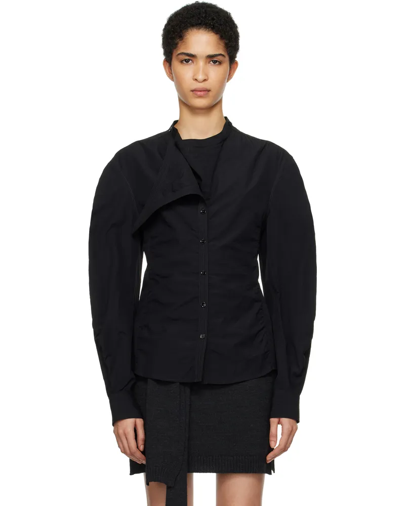 Christophe Lemaire Black Asymmetrical Fitted Blouse Bk999
